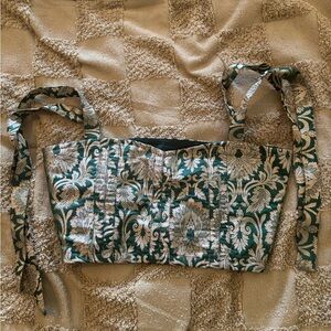 Floral Green and Silver Women's Top